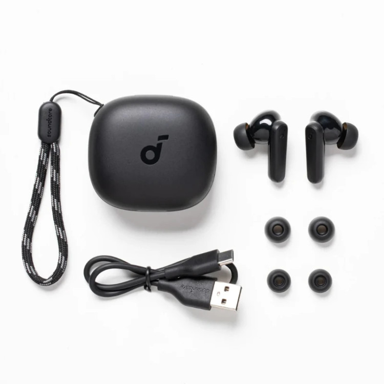 هدفون بلوتوثی انکر مدل soundCore r50i A3949 با قابلیت نویز کنسلینگ، درگاه شارژ usb typ_c ، دارای فناوری Al_Enhanced ، برای کاهش نویز و بهبود مکالمات ، مقاوم در برابر رطوبت و عرق
